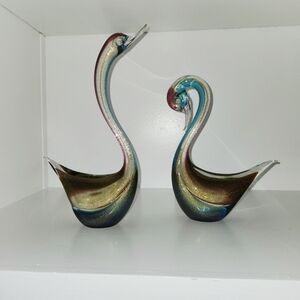 Murano Formia 2 Glass Swans Art Sculpture Signed and Numbered.